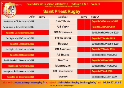 Le Saint Priest Rugby vous invite aux matchs